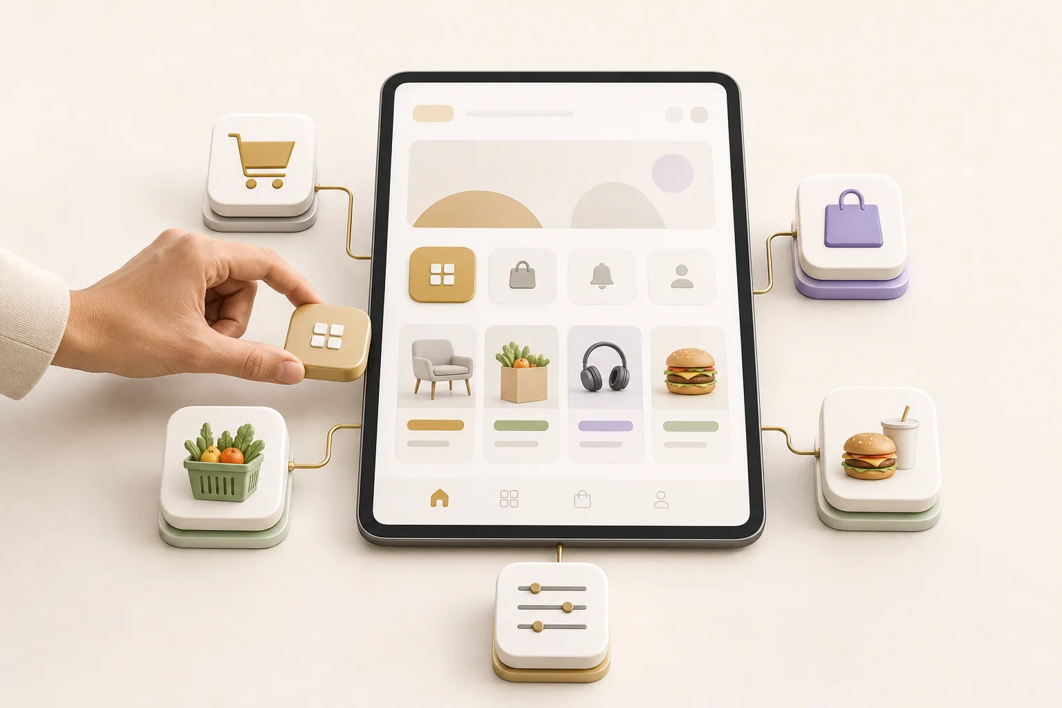 White-label super app modules arranged around devices